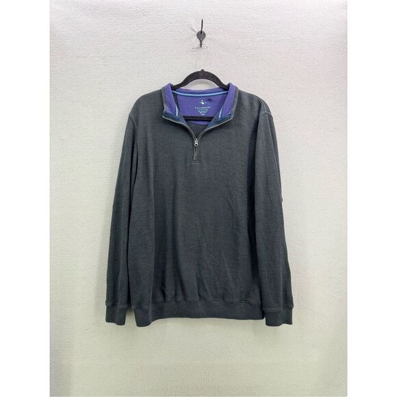 Tailorbyrd Mens Gray Knit 1/4 Zip Long Sleeve Waffle Knit Pullover Size Large - Picture 4 of 6
